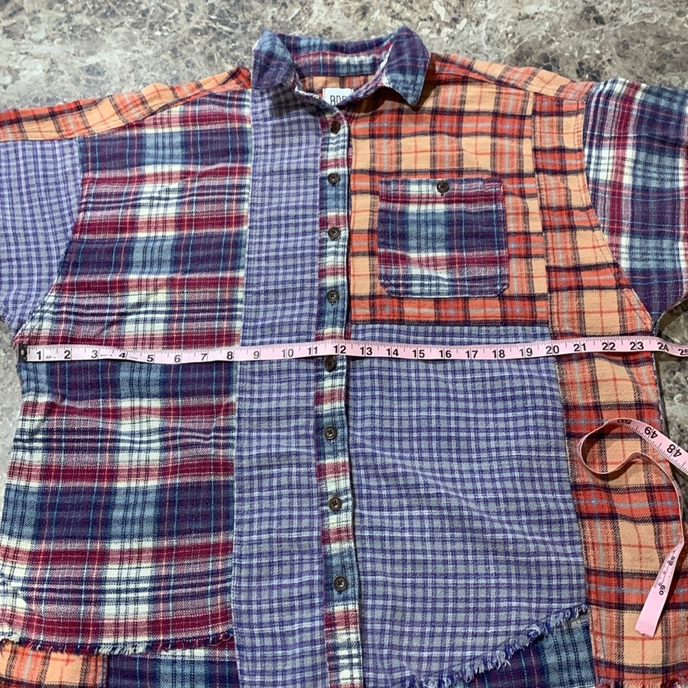 Bdg Patchwork Plaid Flannel Button Down Shirt Wom… - image 8